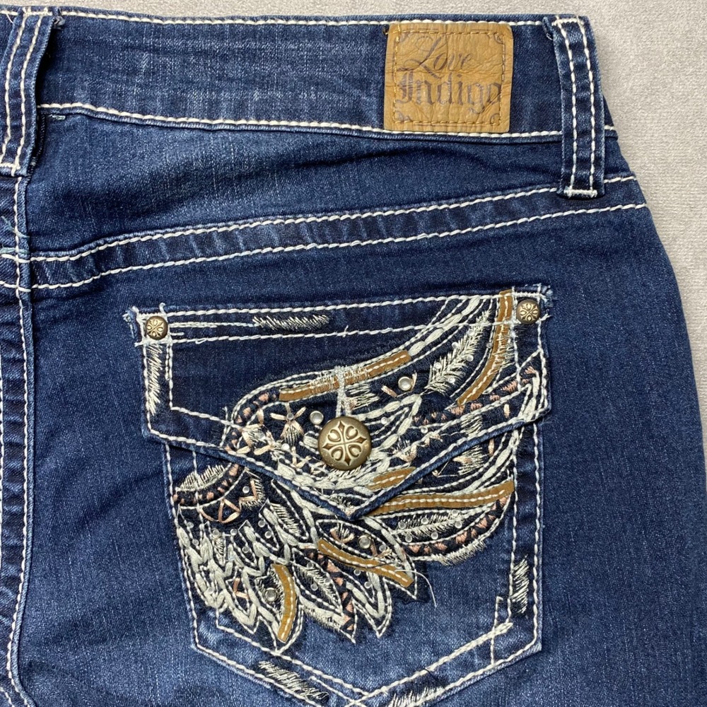 Love x Indigo Women's‎ Blue Embellished Pocket Denim Capris Size 10 - Picture 7 of 15